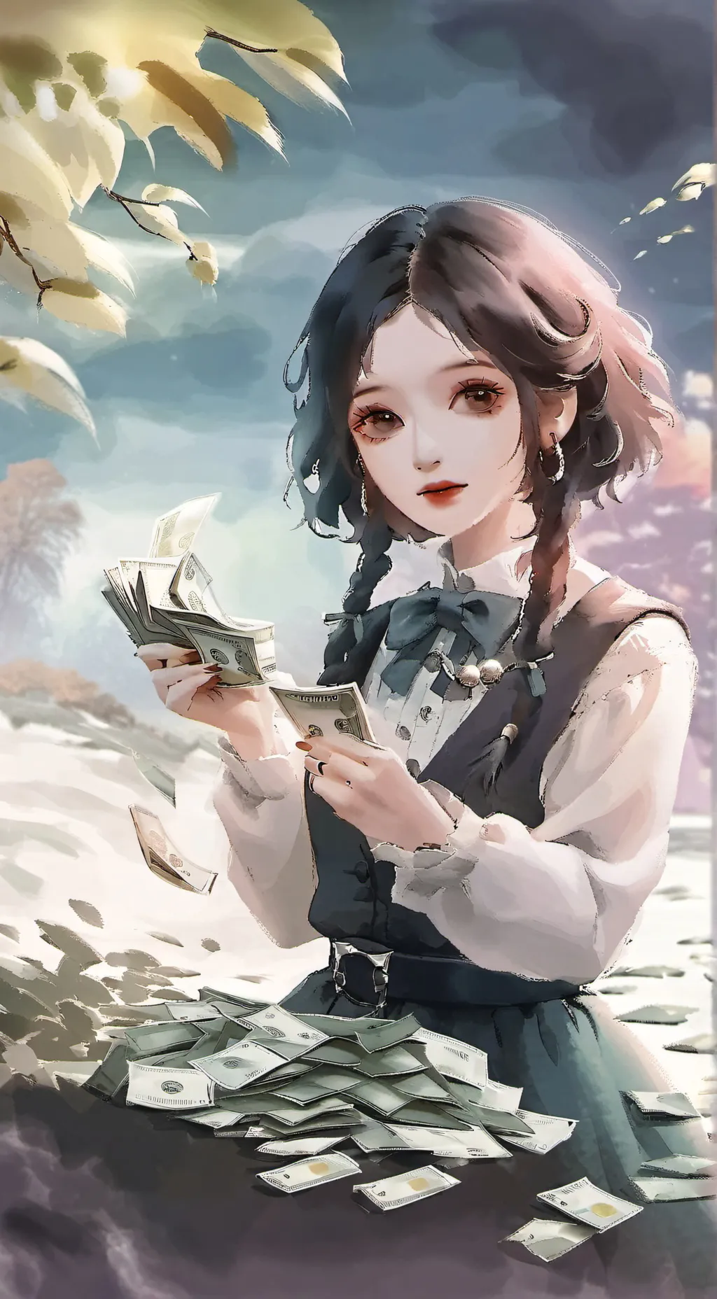 ai character: money girl background