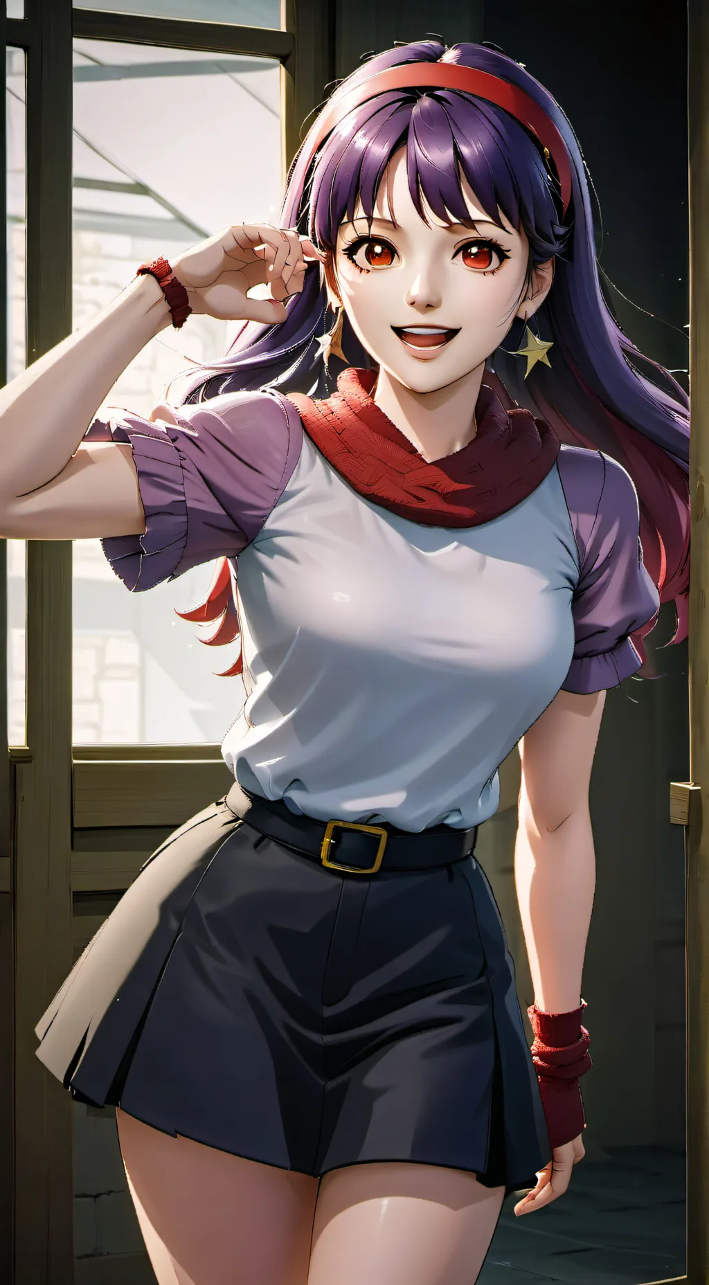ai character: Athena Asamiya  background