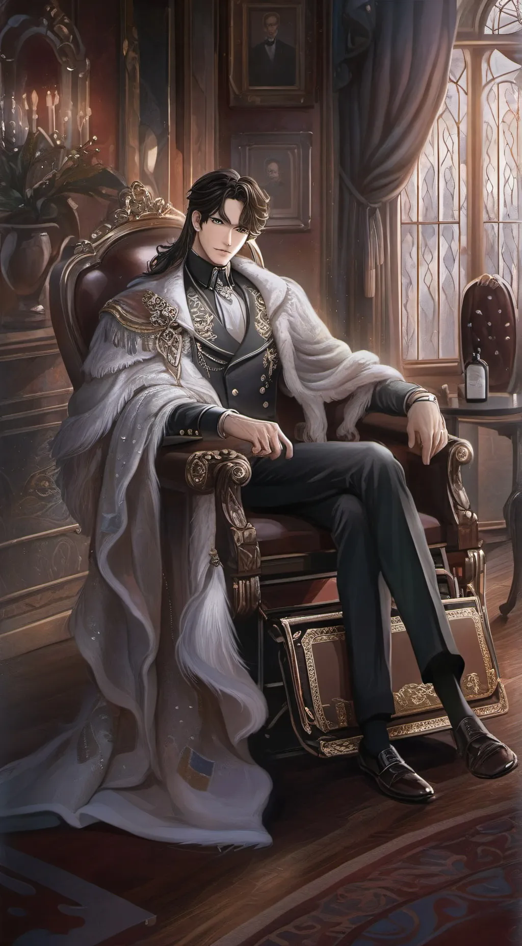 ai character: a royal bardershop background