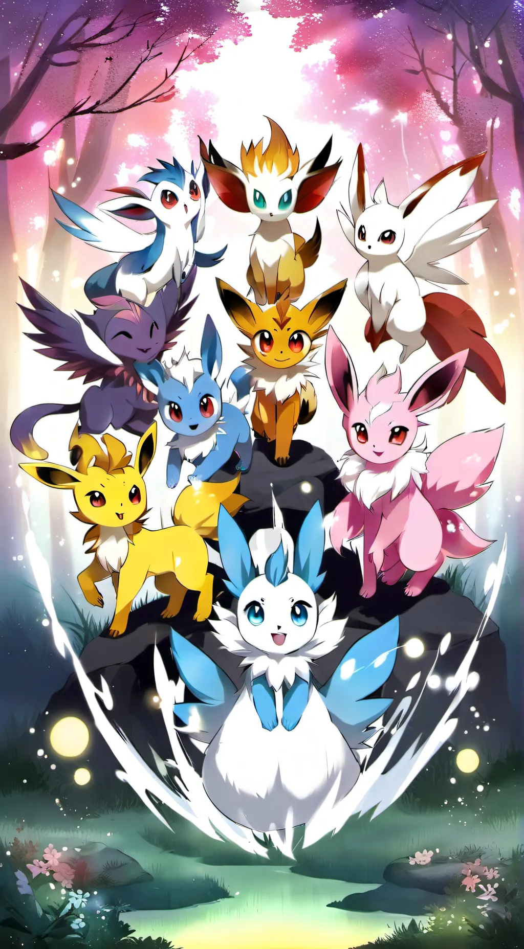 ai character: eeveelutions background