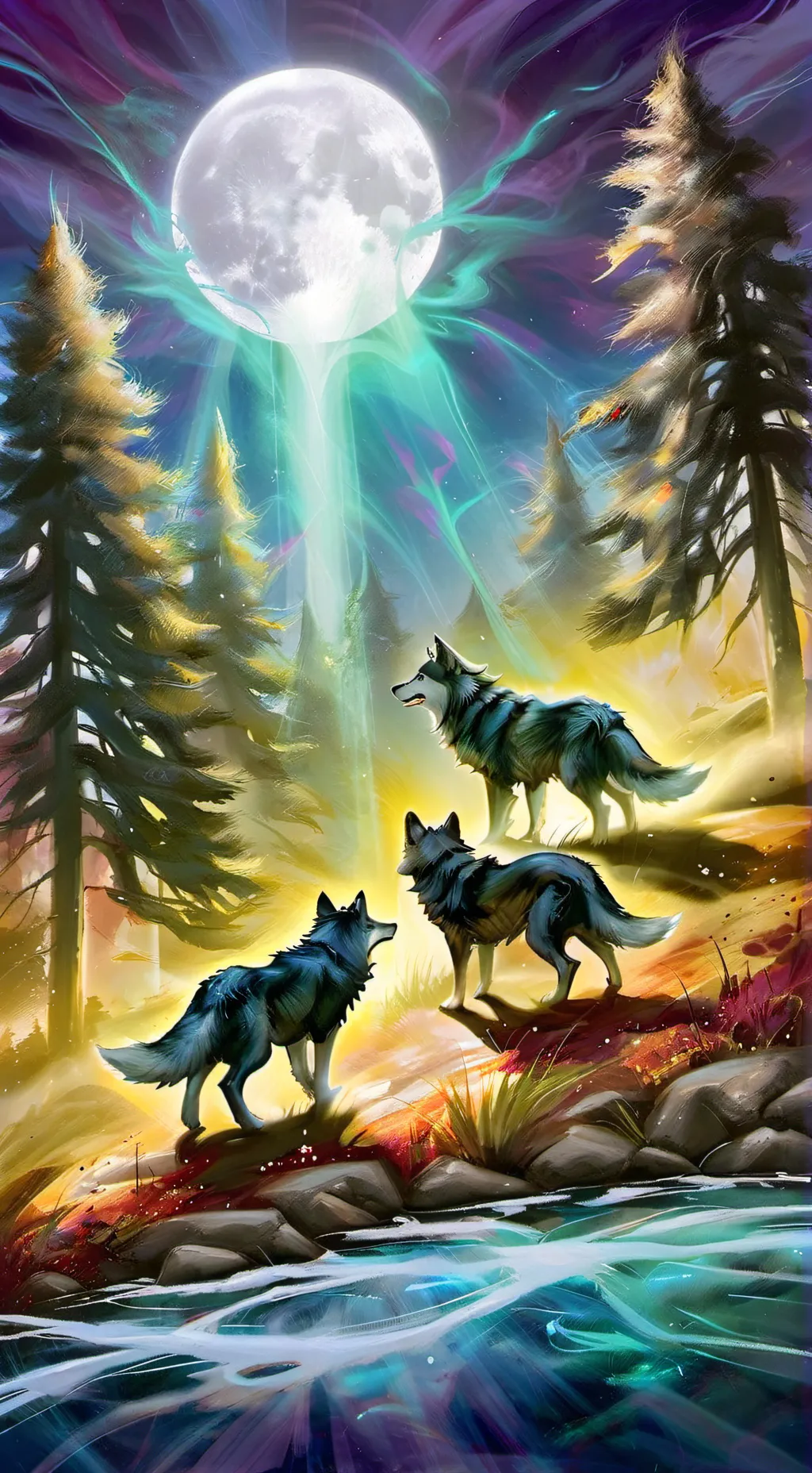 ai character: 5 powerful wolfs background