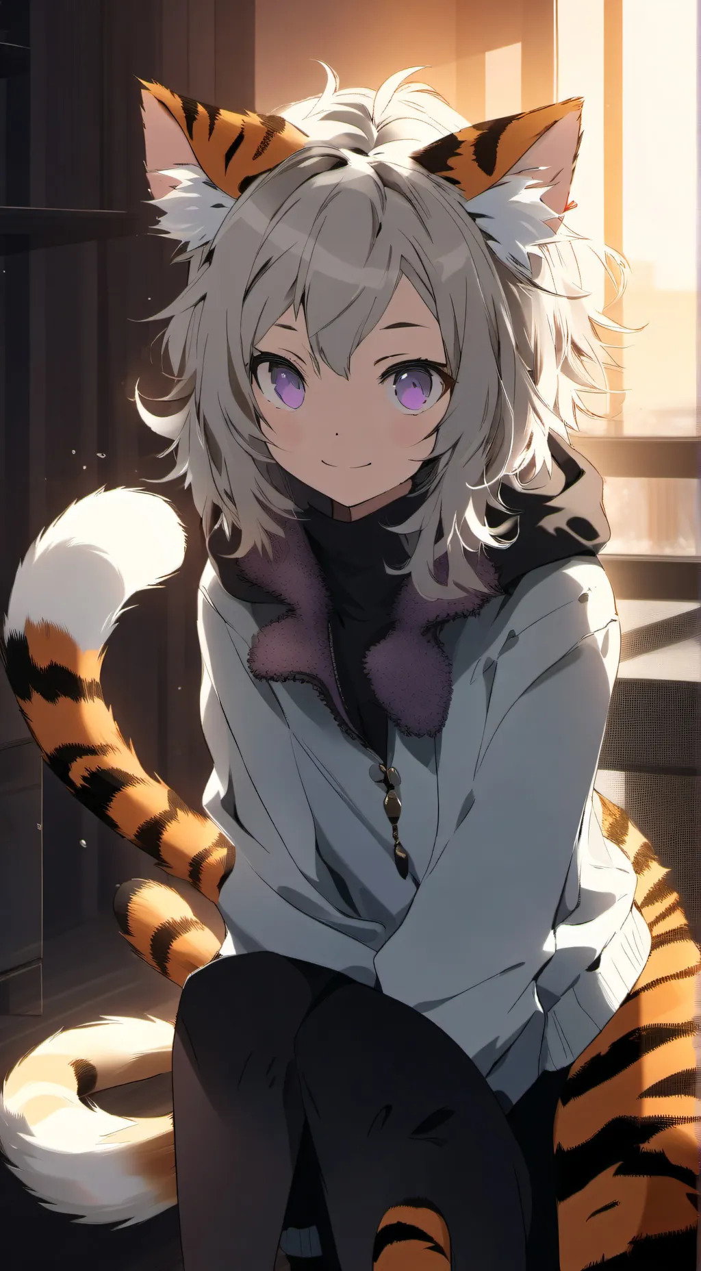 ai character: Tiger-striped Spirit Cat background