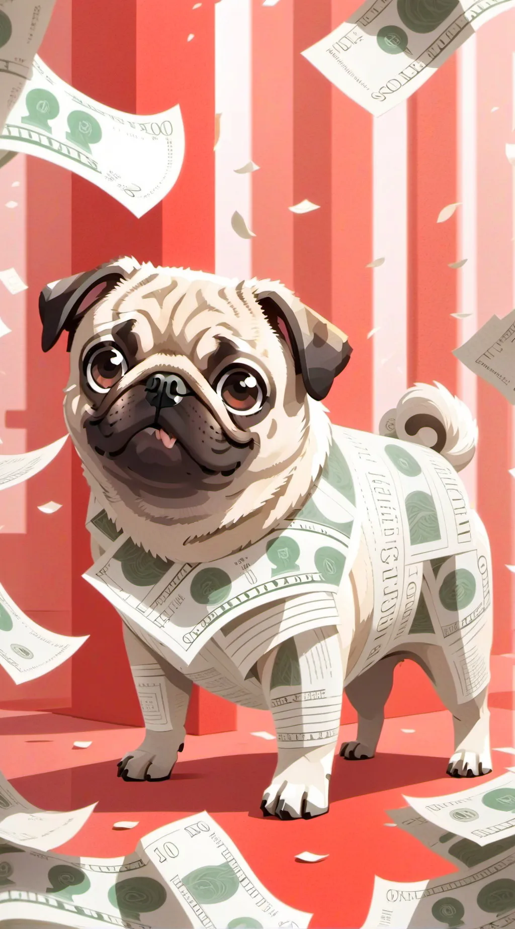 ai character: Money money puggy background
