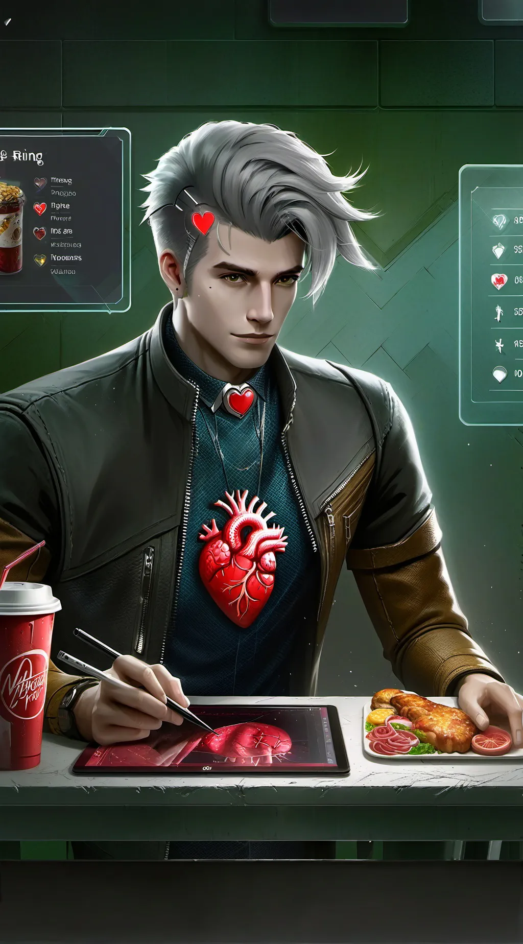 ai character: The Fast-Food Futurist background