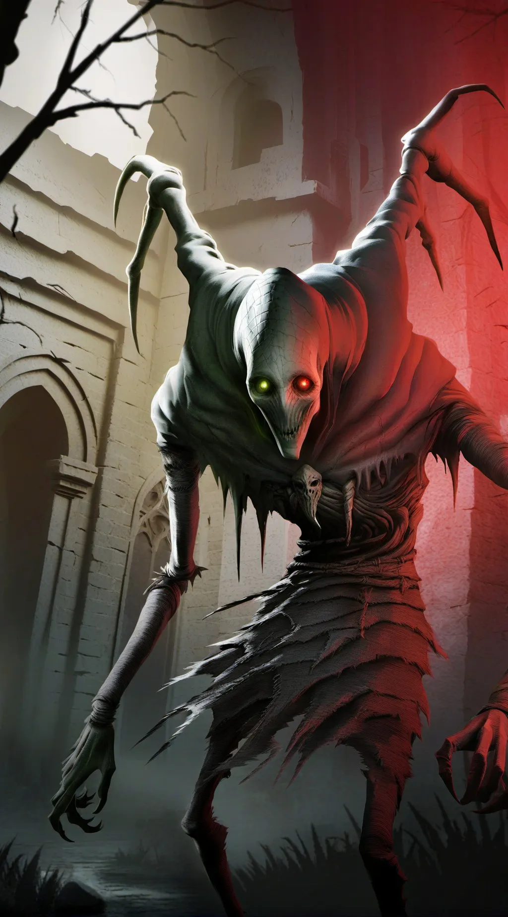 ai character: skinwalker forest background