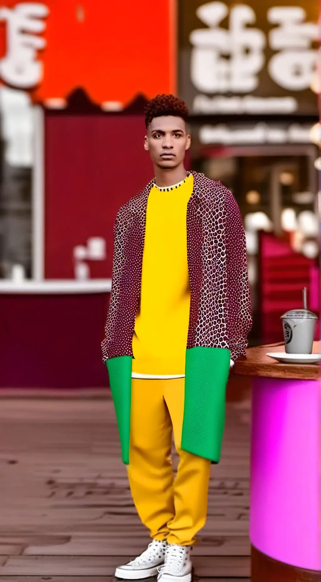 ai character: The Strawberry Elephant background