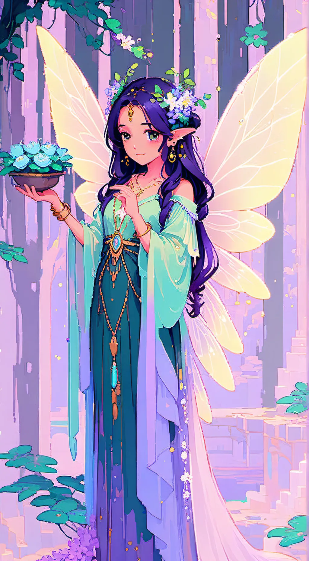 ai character: Kny fairy  background