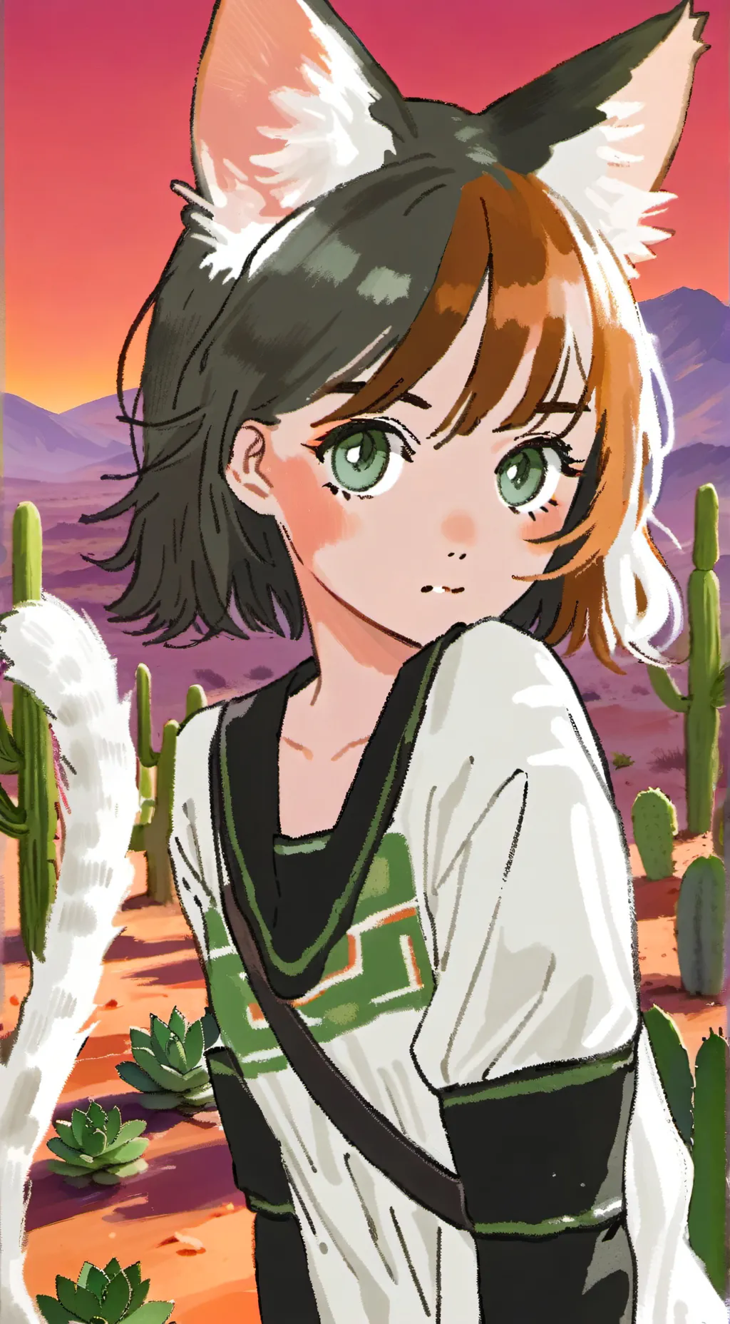 ai character: Desert Spirit Cat background