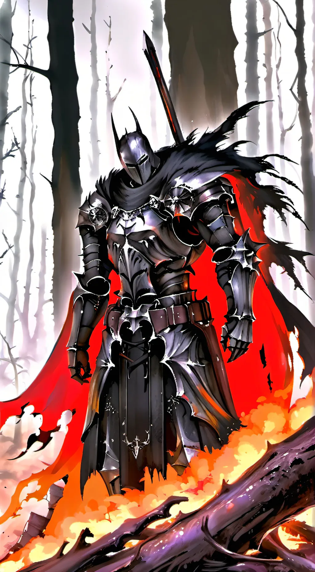 ai character: Cavaleiro sombrio background