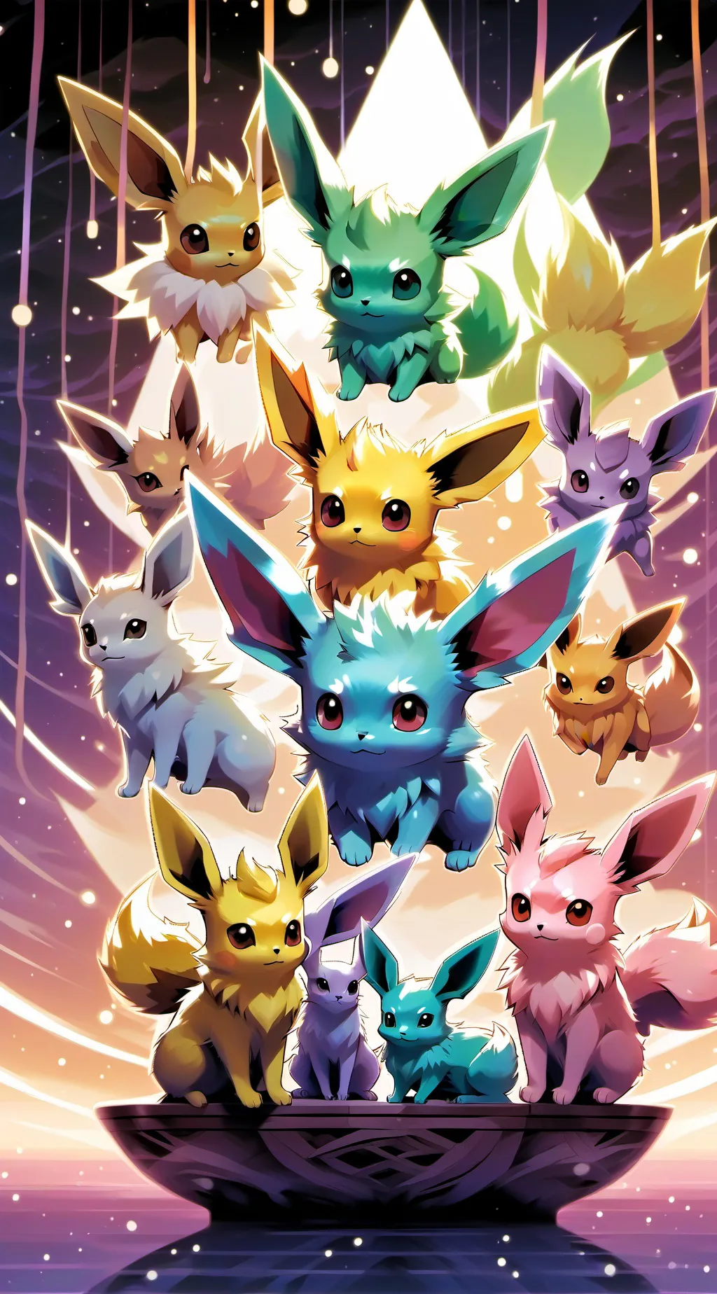 ai character: eeveelutions party background