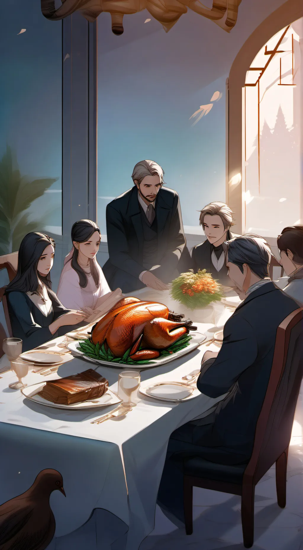 ai character: Family gathering  background