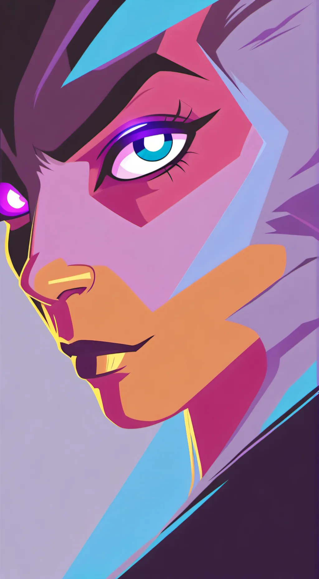 ai character: Glow eye check background