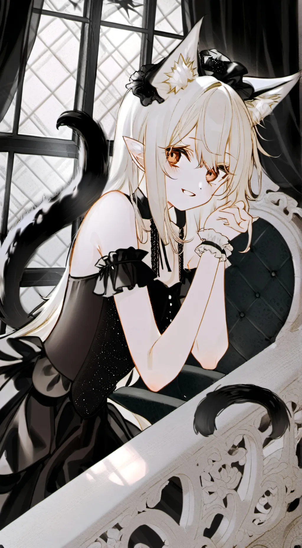 ai character: Black Goth Furry Spirit background