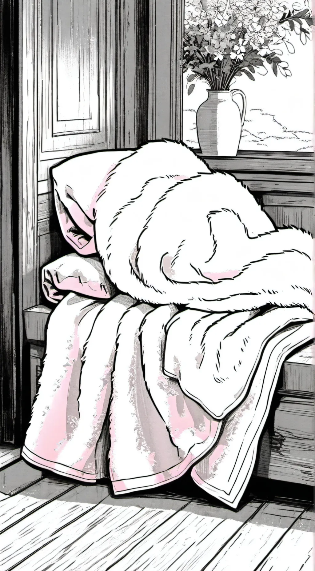 ai character: fluffy blanket background