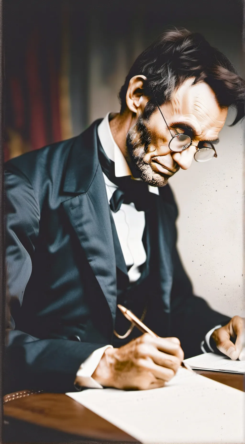 ai character: Abraham Lincoln  background