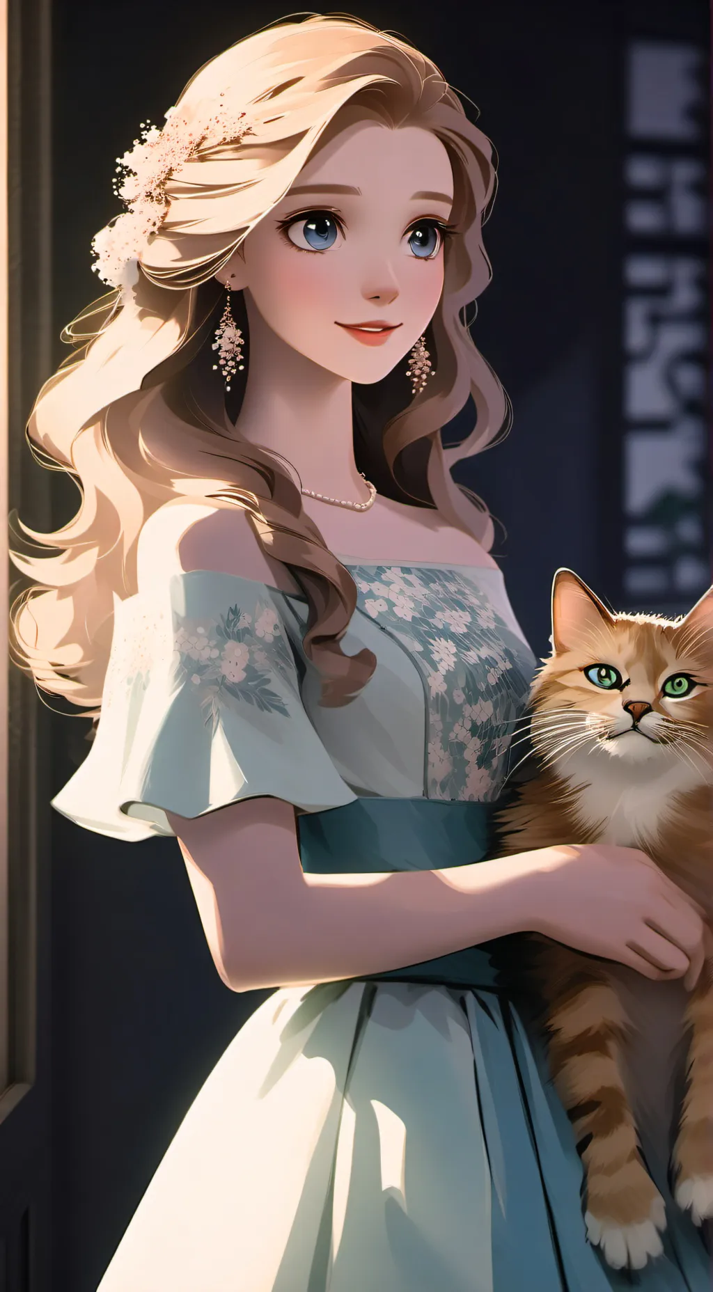 ai character: Angelina  background