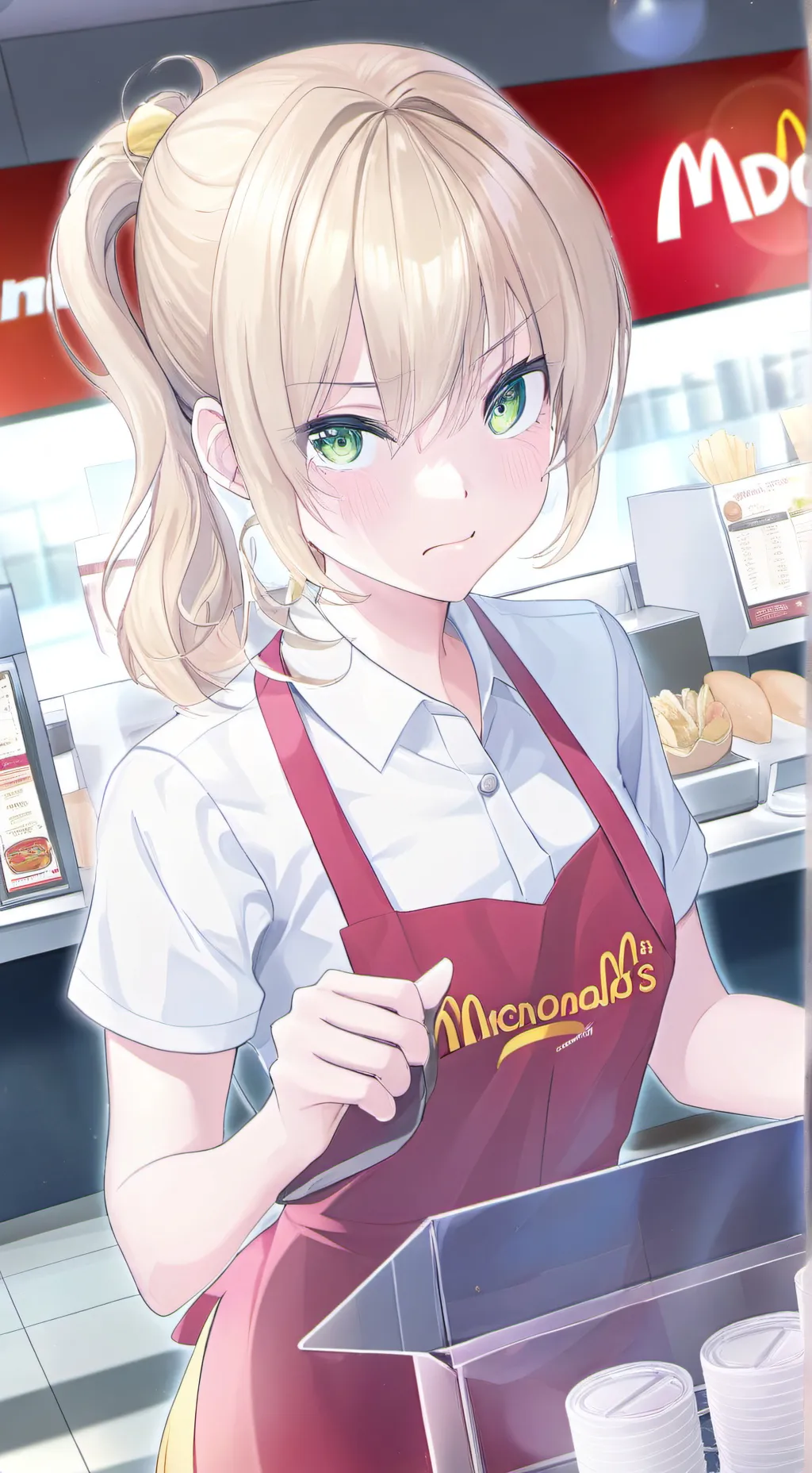 ai character: angry cashier background
