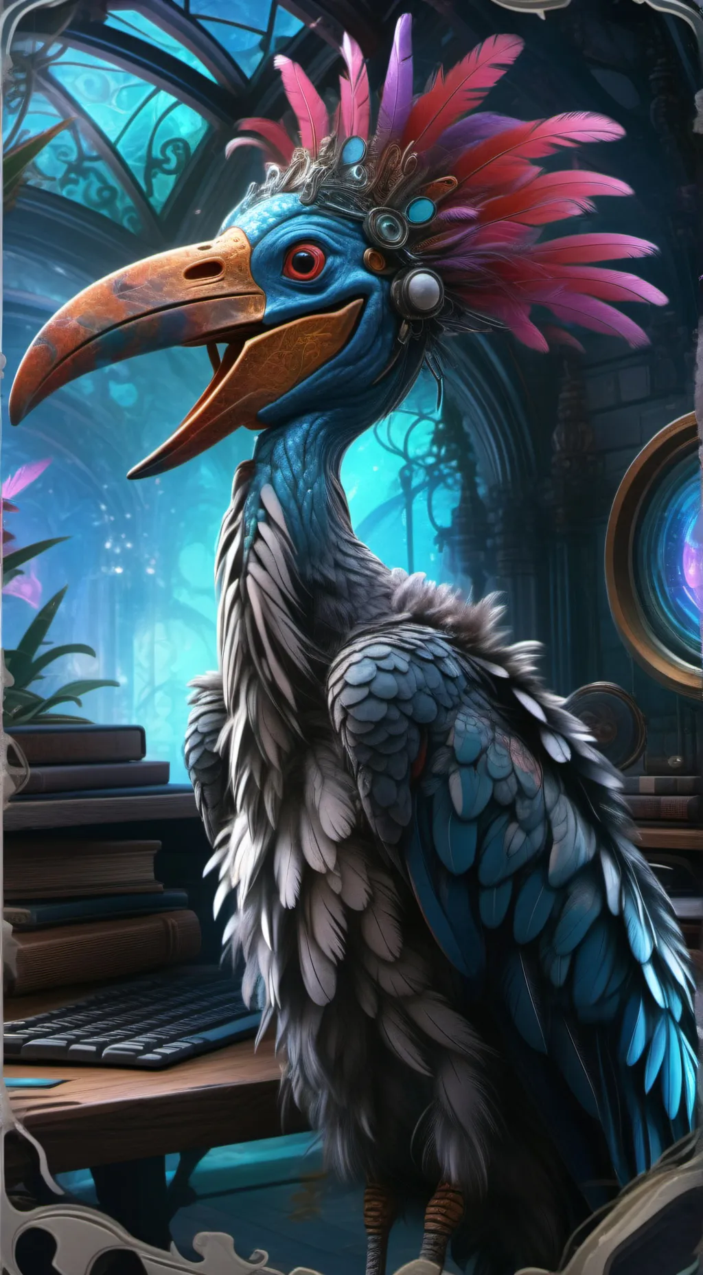 ai character: Neon background