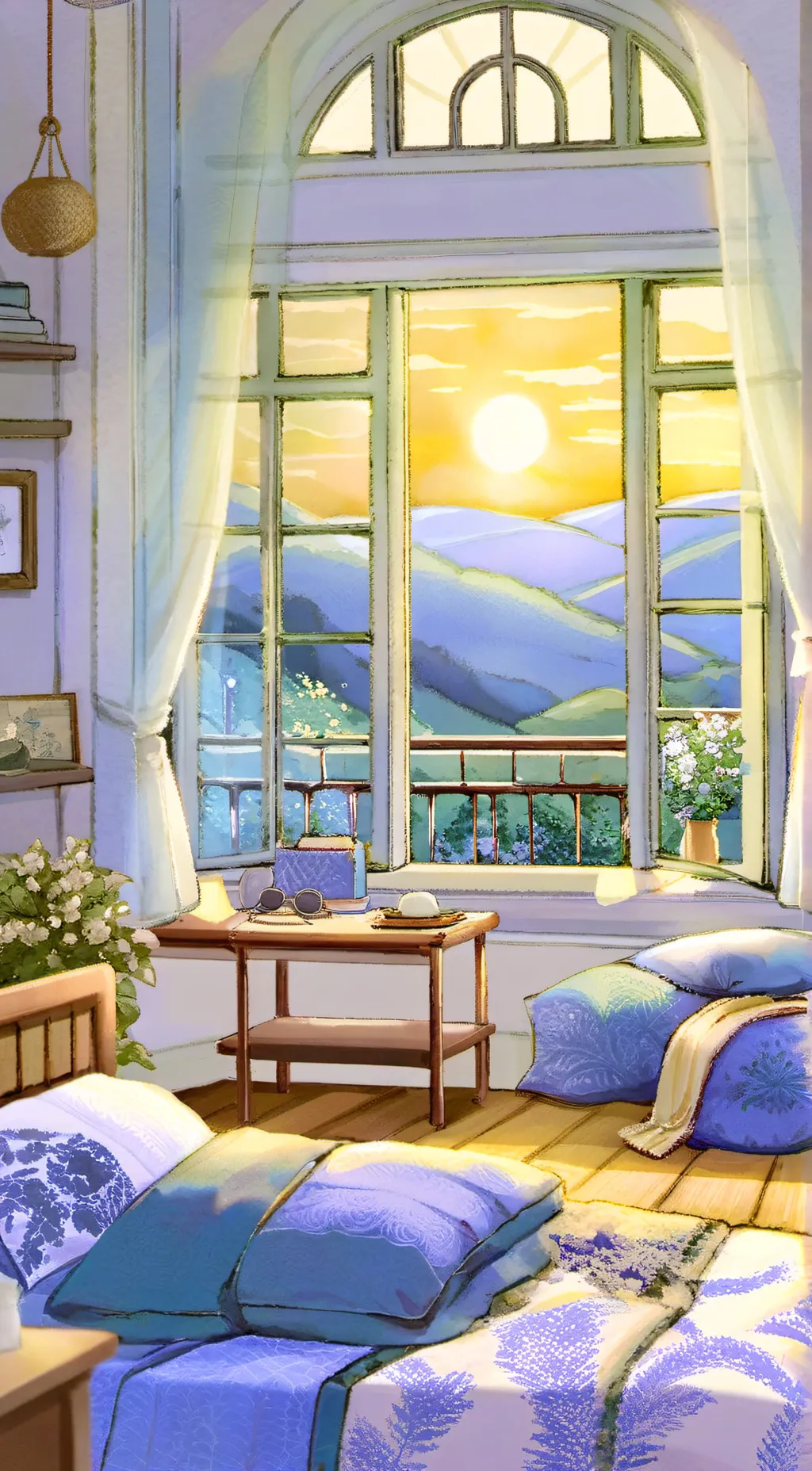 ai character: noc w domu background