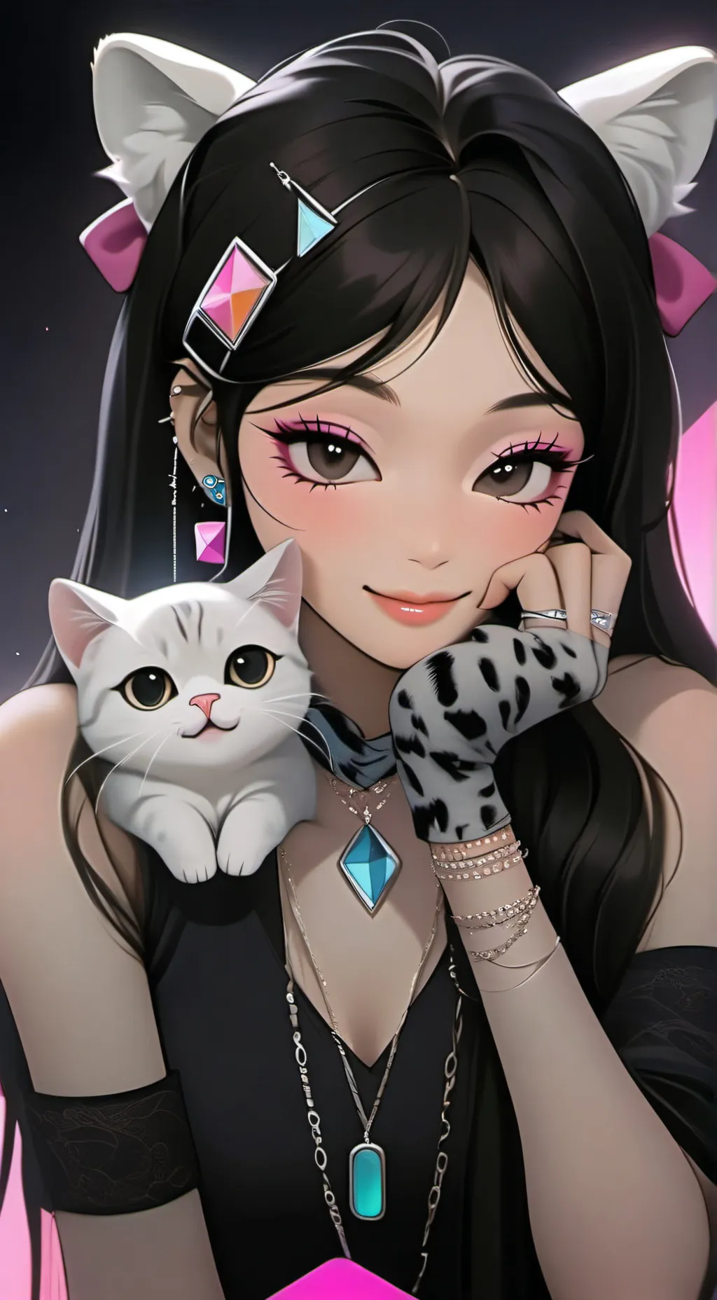 ai character: emiii★ 🌸🌸🐰🐰 background