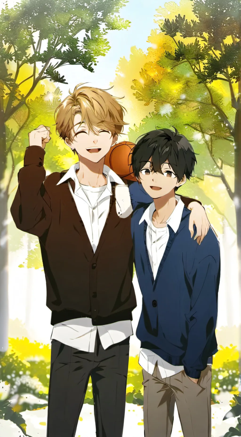 ai character: Alex and Liam  background