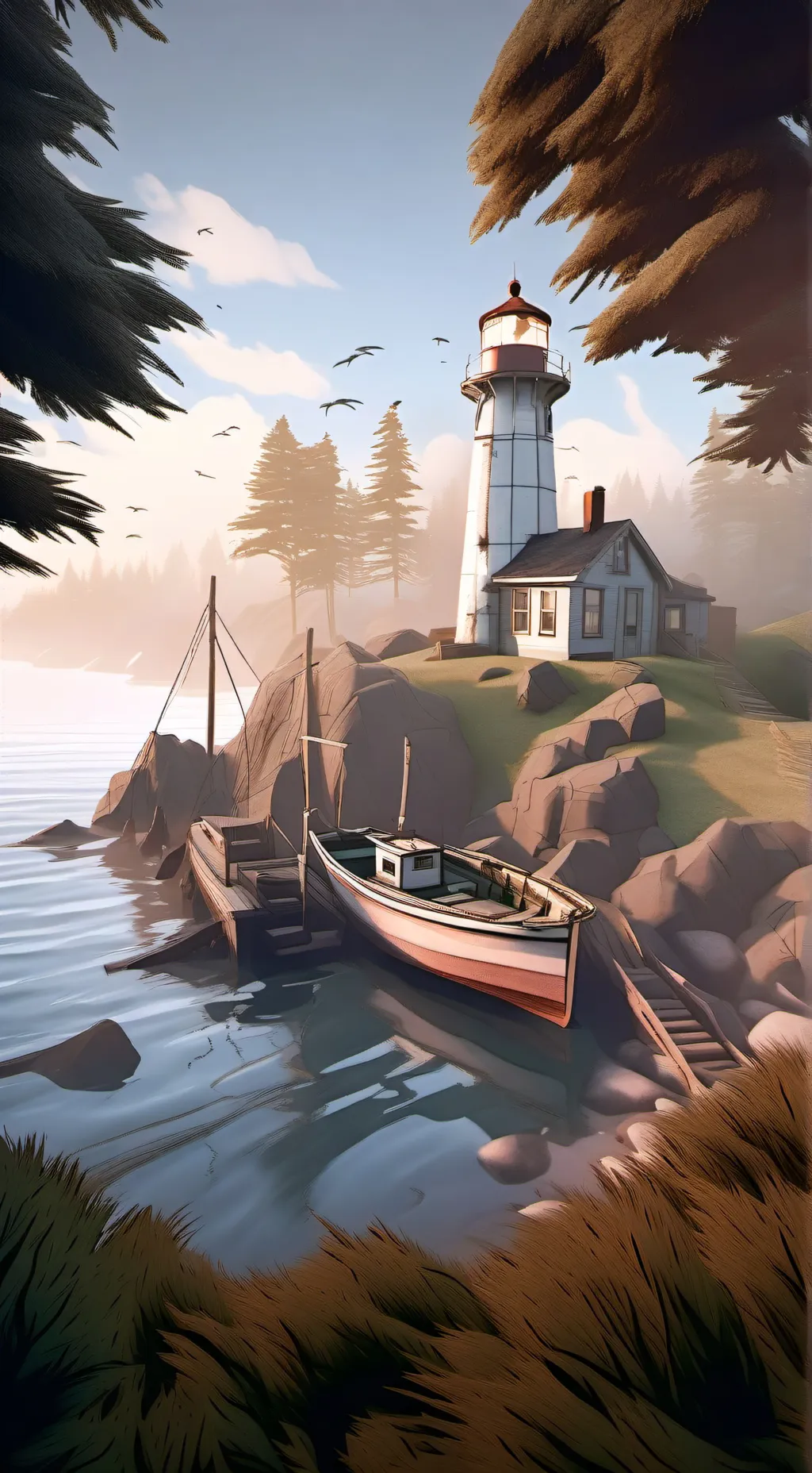 ai character: Lighthouse  background