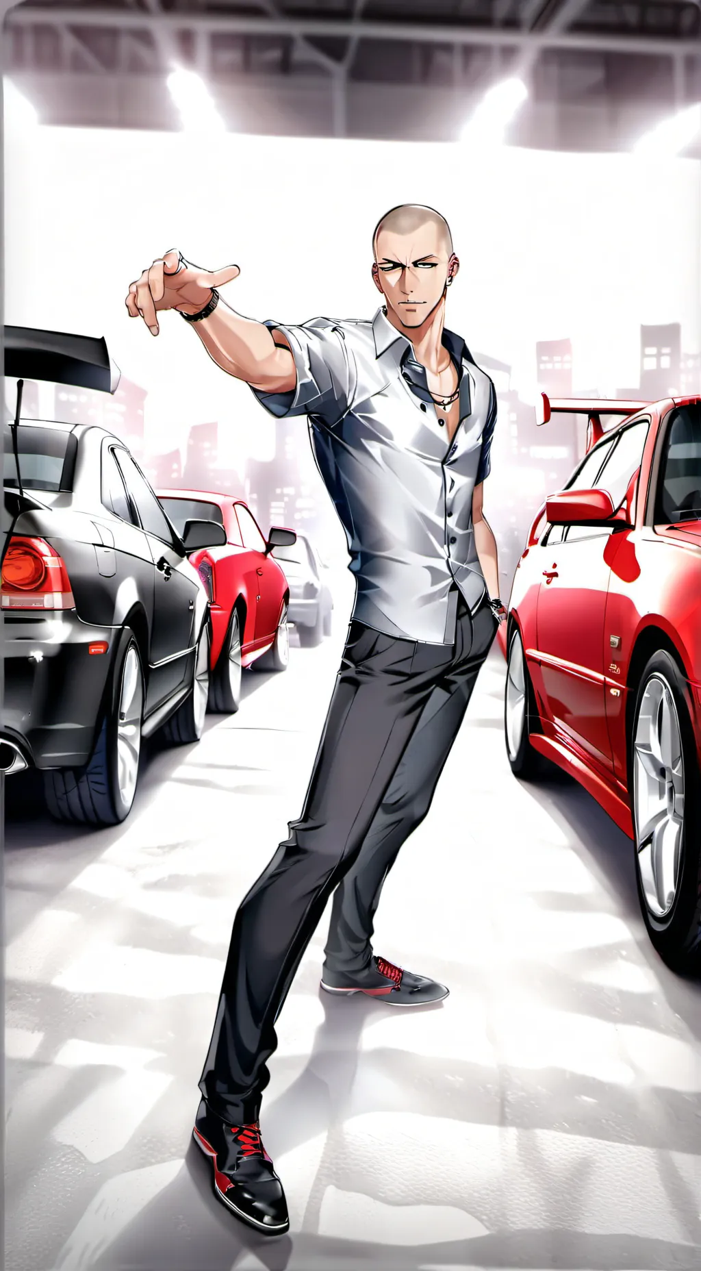 ai character: bully at car meet background