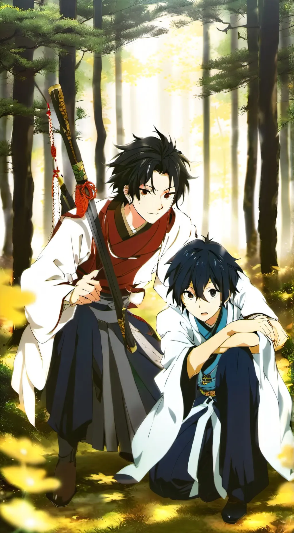 ai character: Giyuu🔵 & Sabito🟠 background