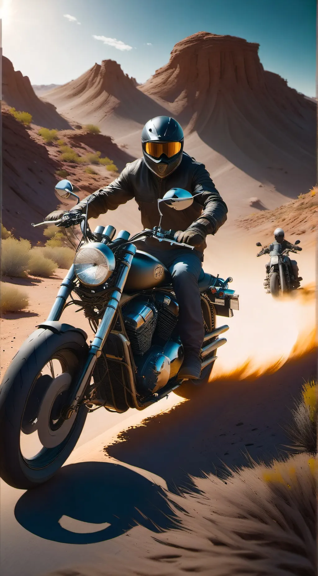 ai character: Biker-cycle-/max background