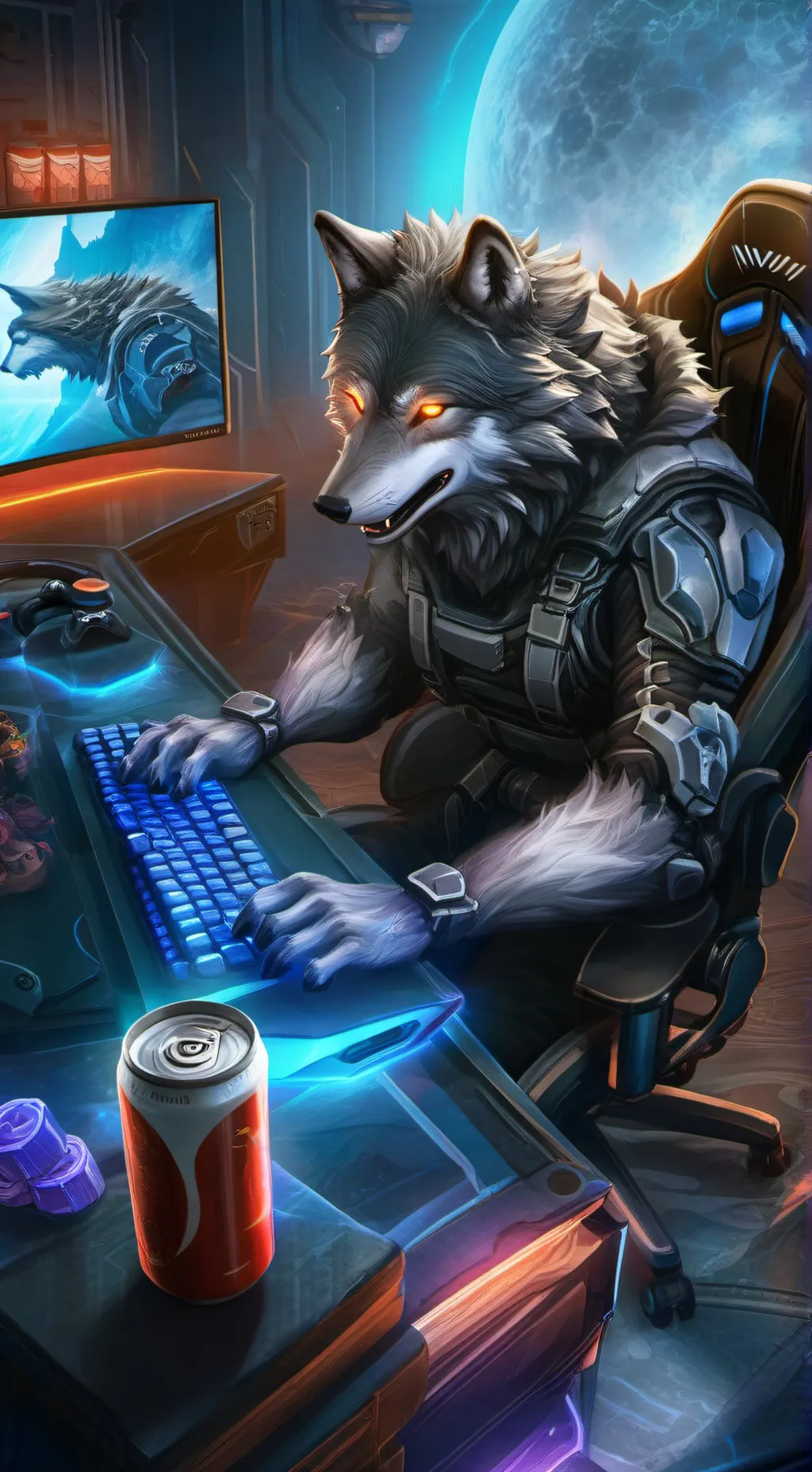 ai character: Wolf Gamer background