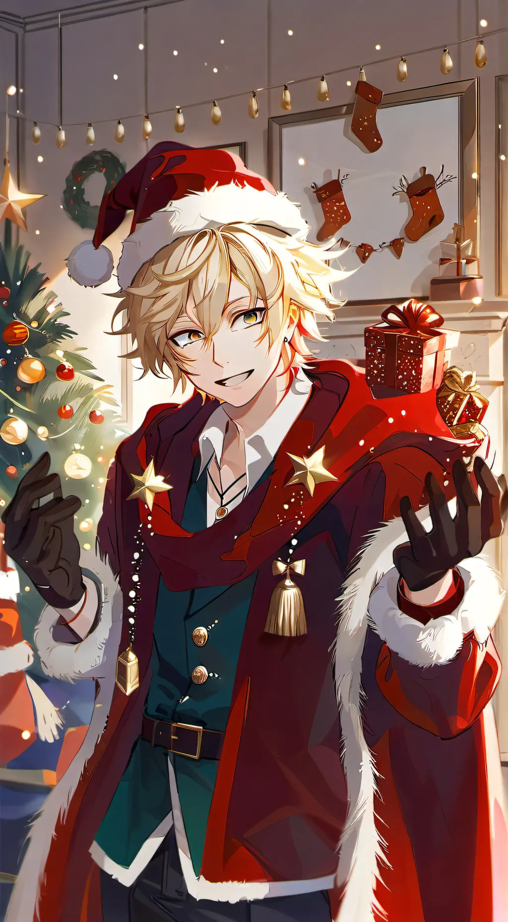 ai character: Bakugo Christmas background