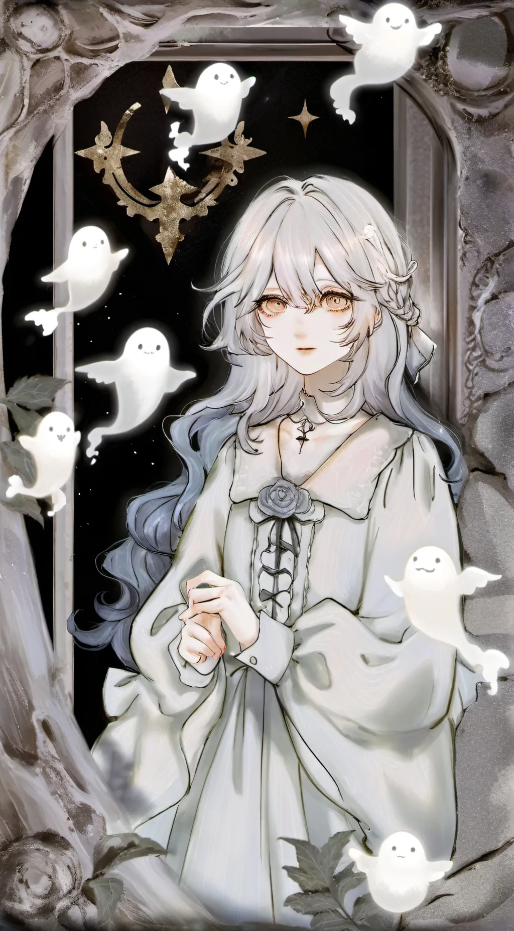 ai character: The ghost girl background