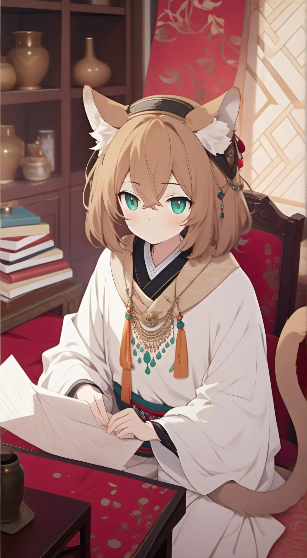 ai character: Desert Spirit Cat background