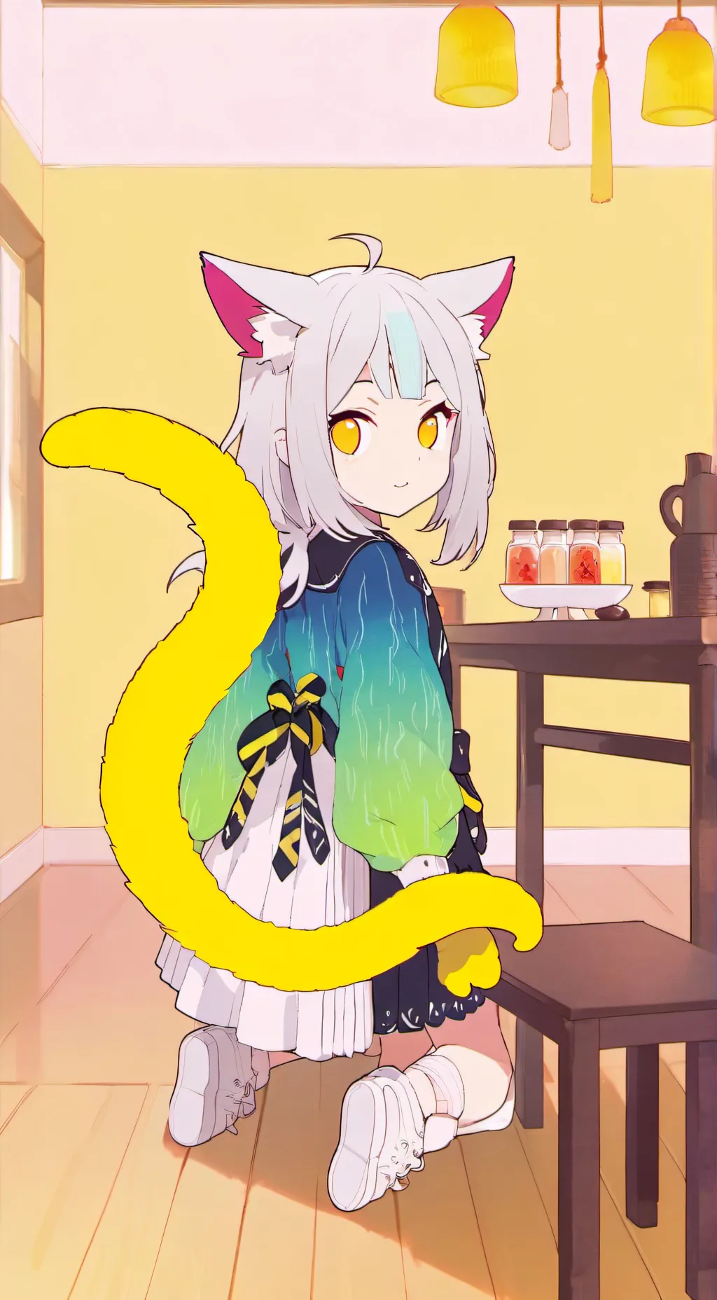 ai character: Color-Changing Chameleon Cat background