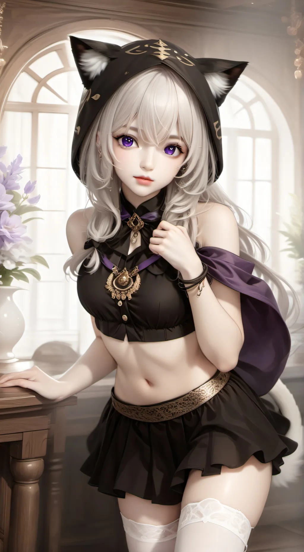 ai character: Purple Feline Spirit background