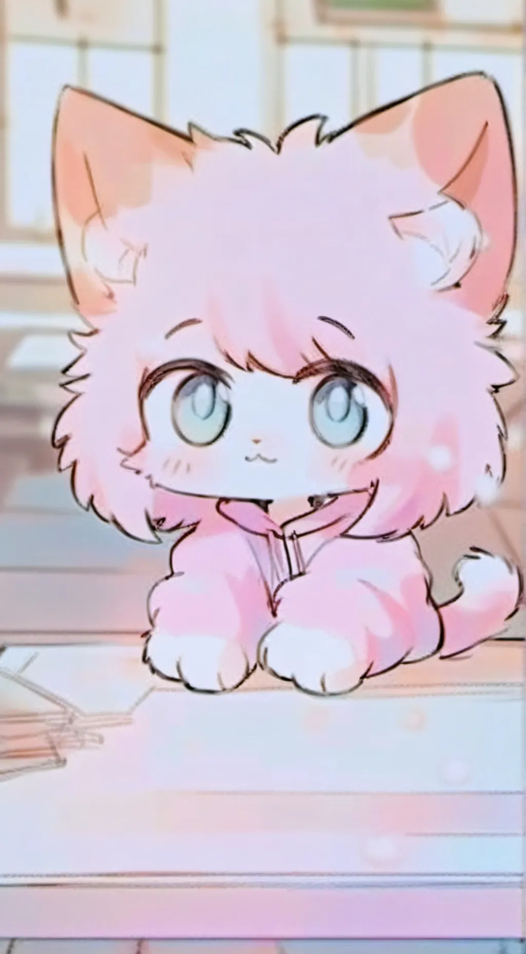 ai character: Cotton Candy Kitty Spirit background