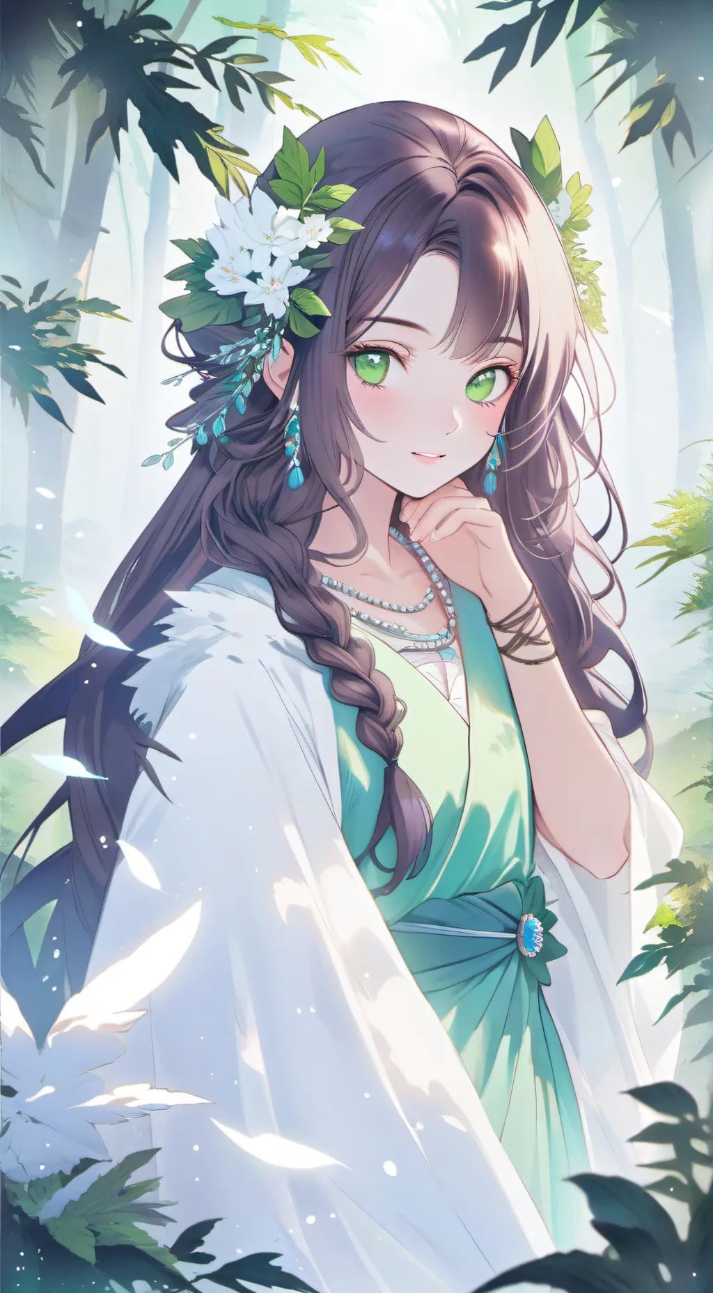 ai character: 🍃la luz del bosque background