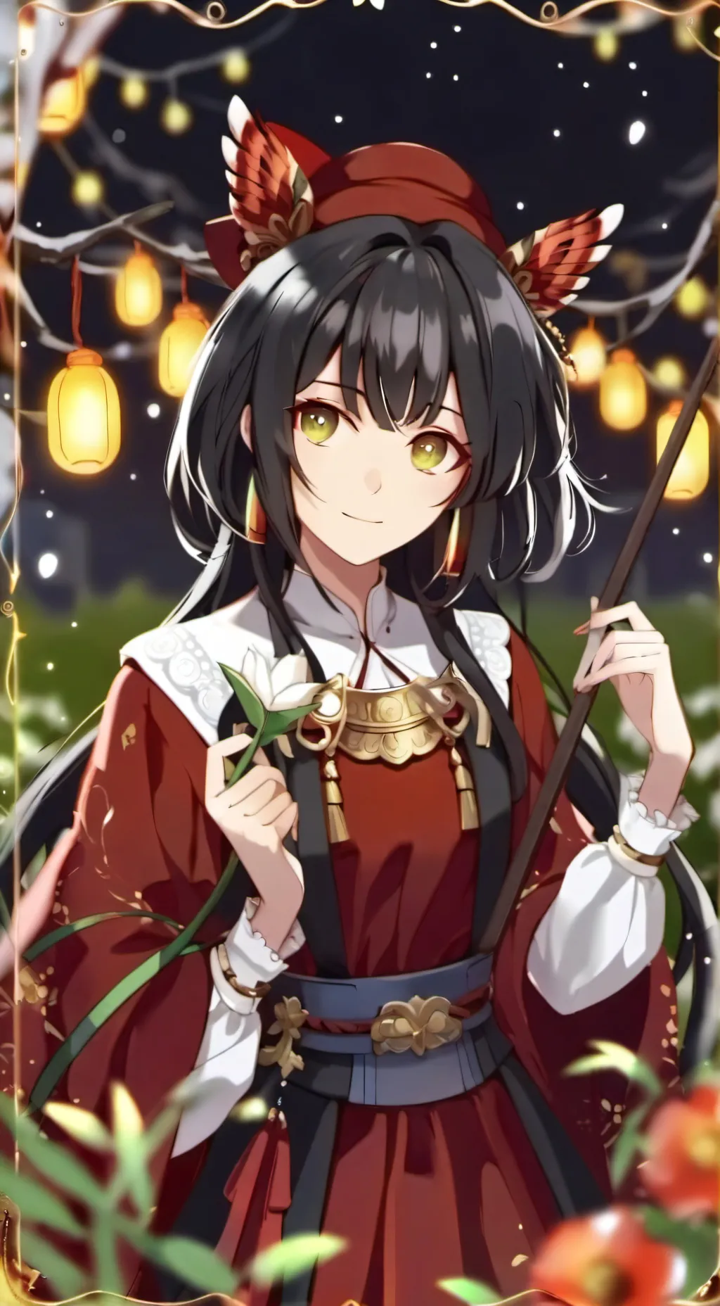 ai character: lily pad background