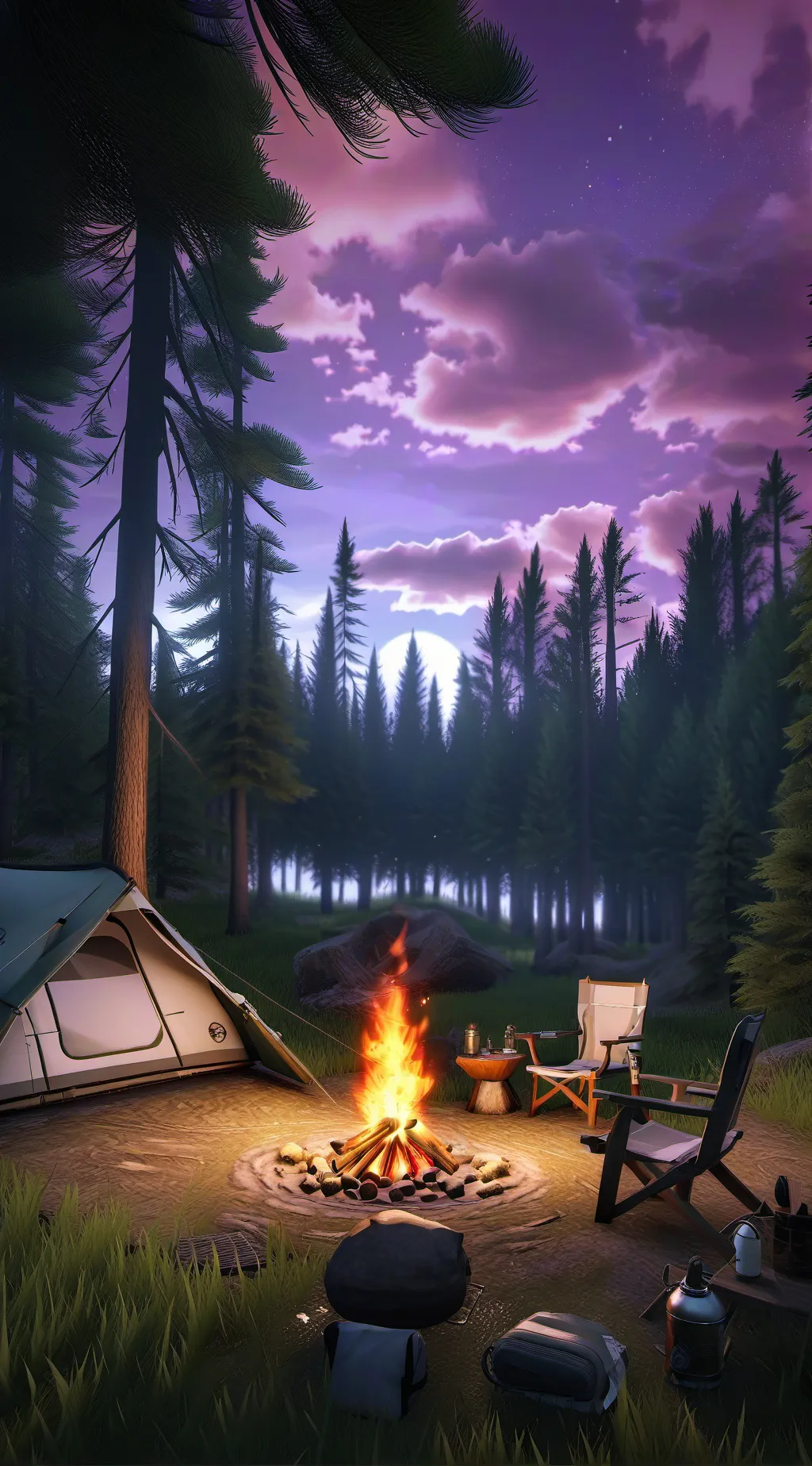ai character: Camping 🏕️🔥 background