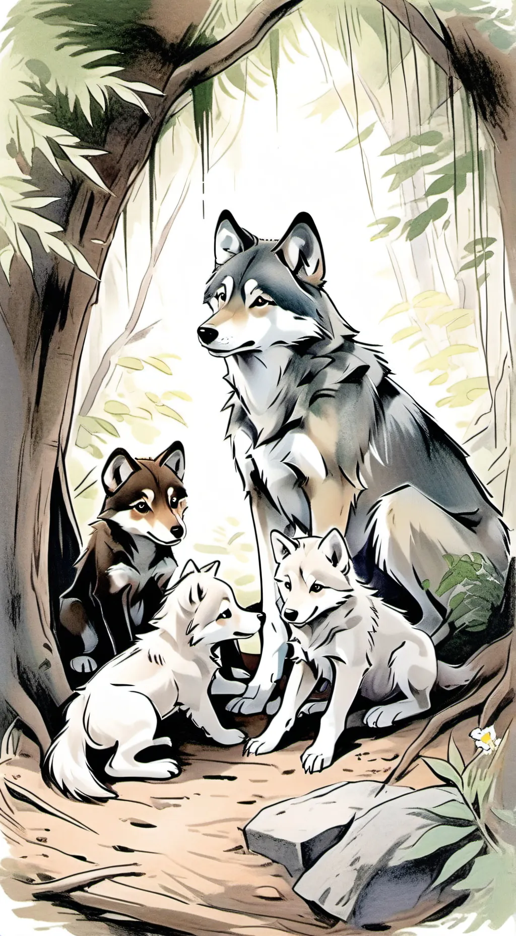 ai character: wolf mum background