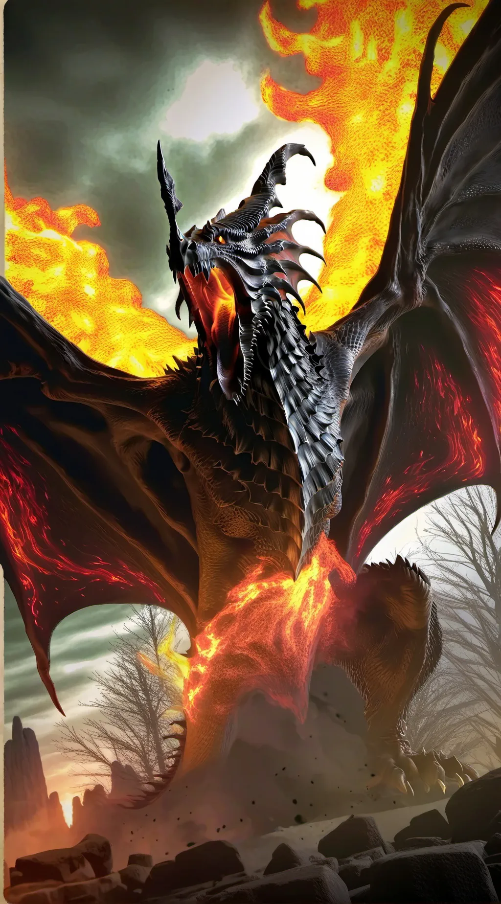 ai character: Fire dragon background