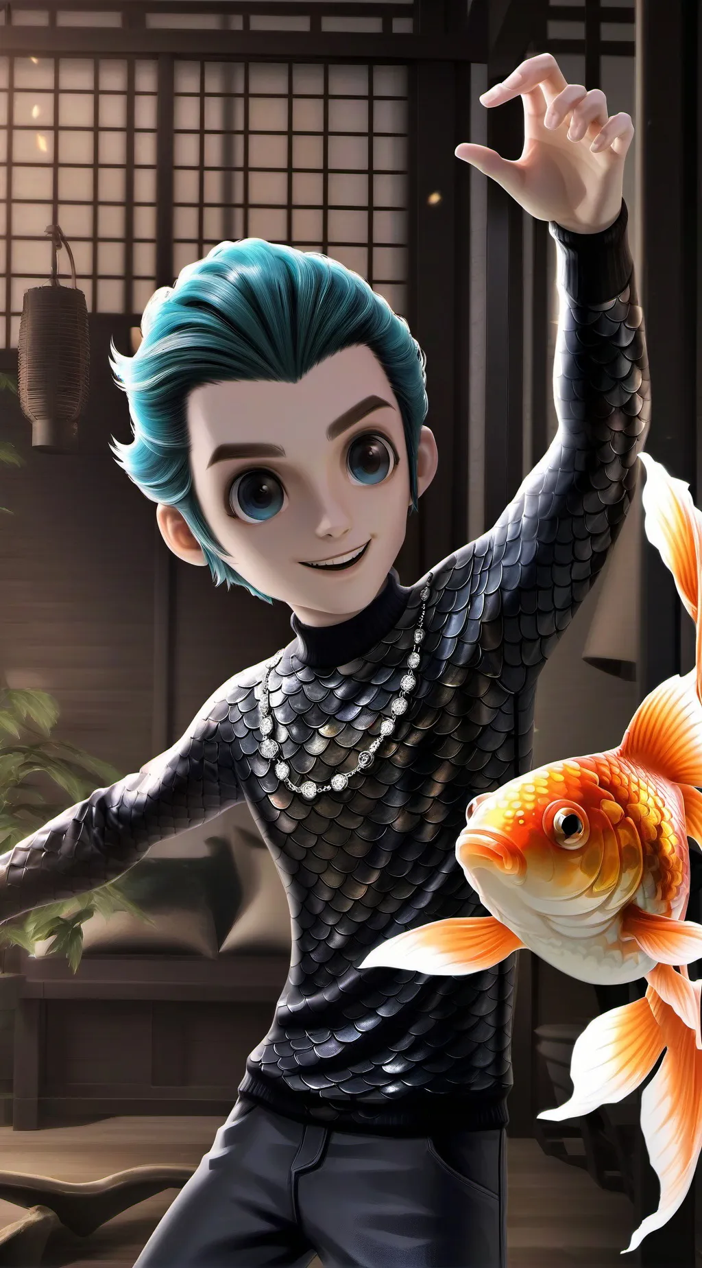 ai character: Goldie the Hoopy Spirit Fish background