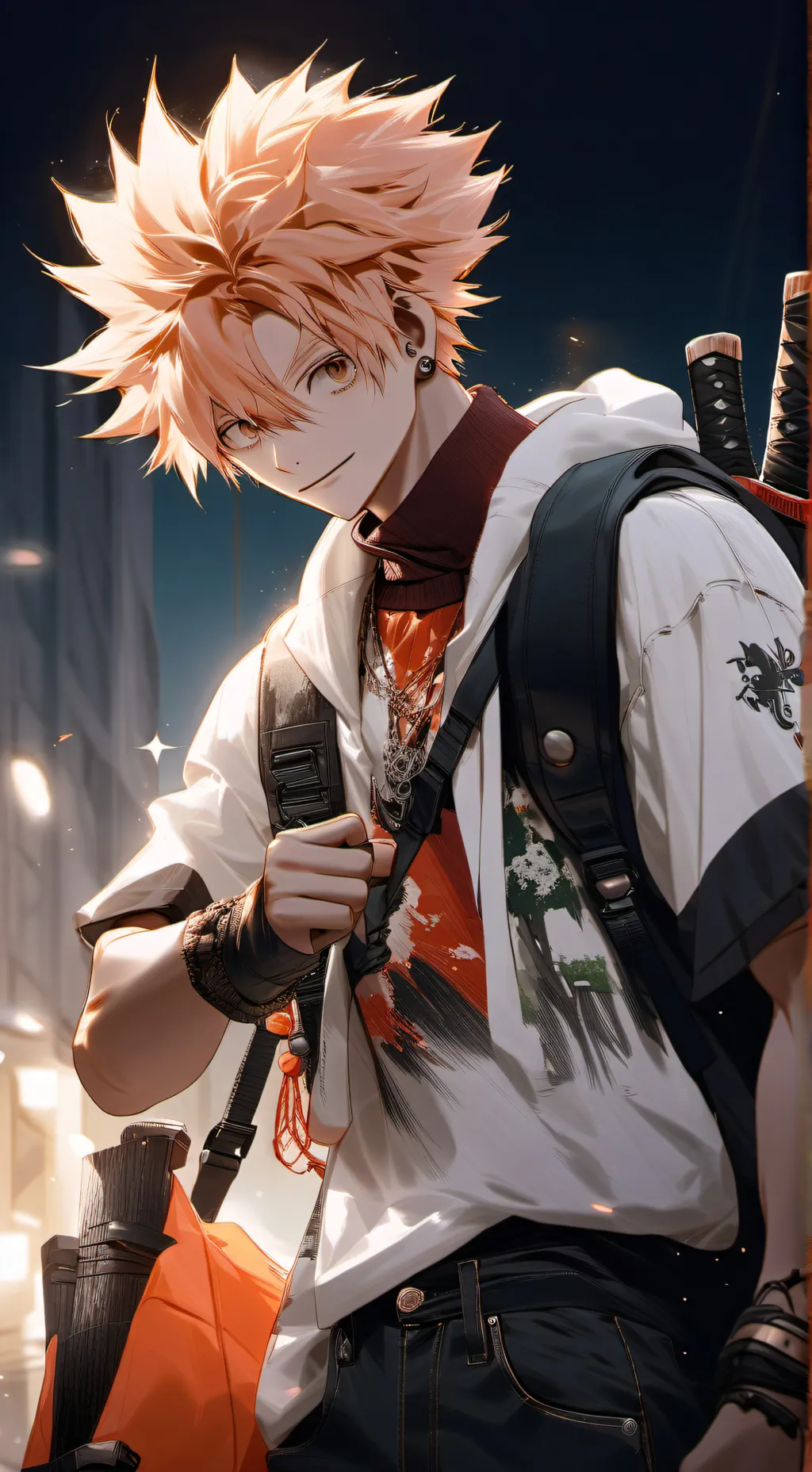 ai character: Bakugo wakes up background