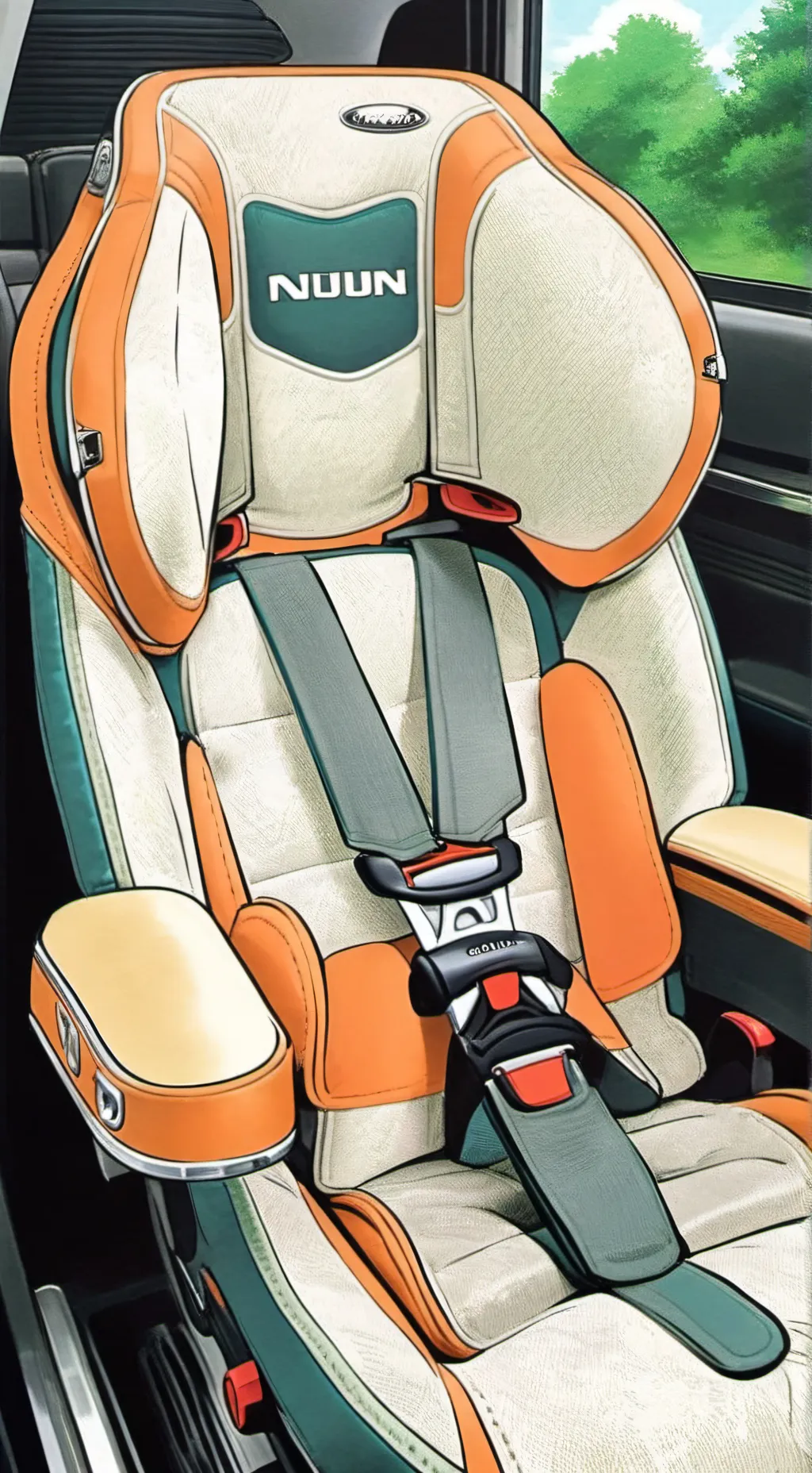 ai character: car seat  background
