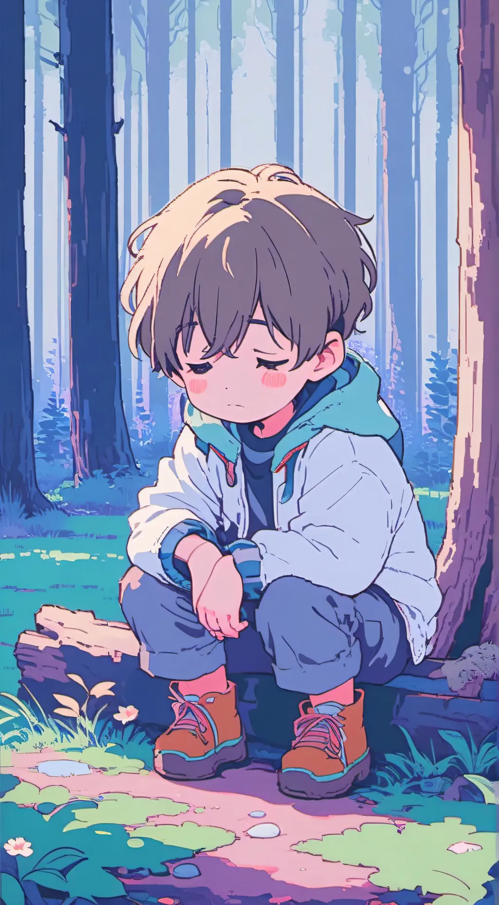 ai character: lost kid  background