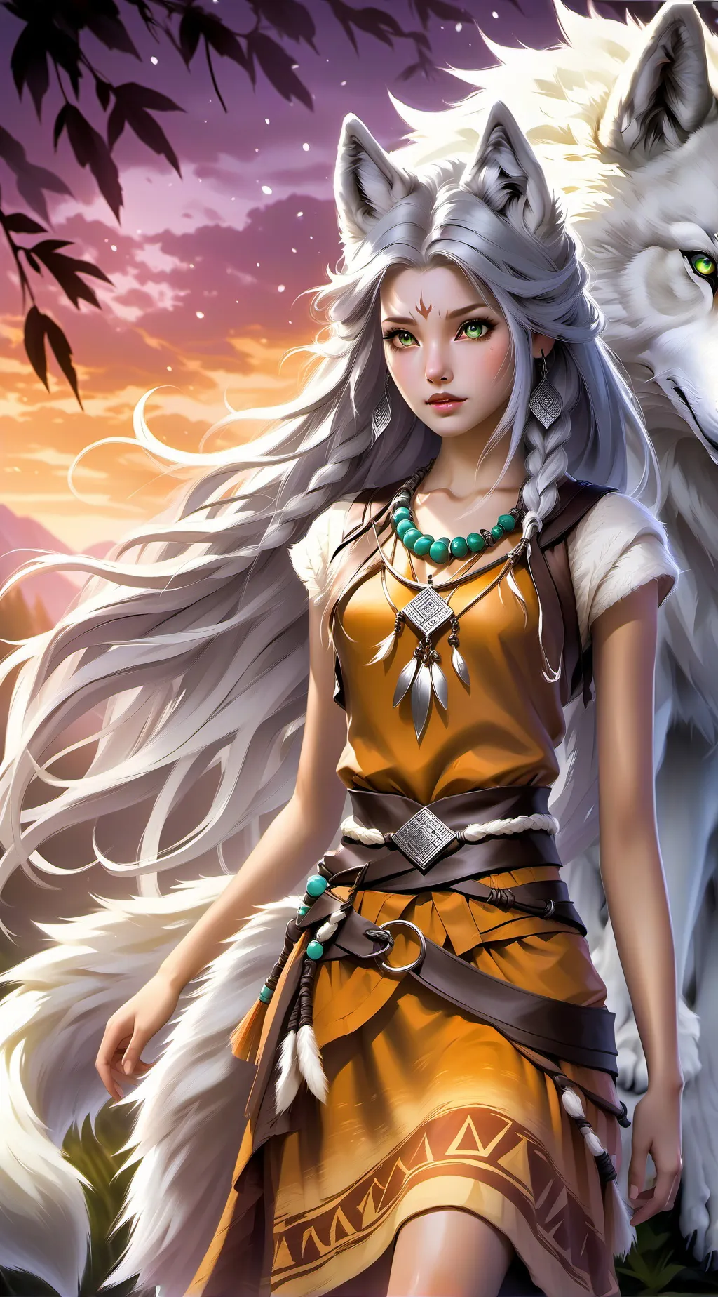 ai character: wolf girl background