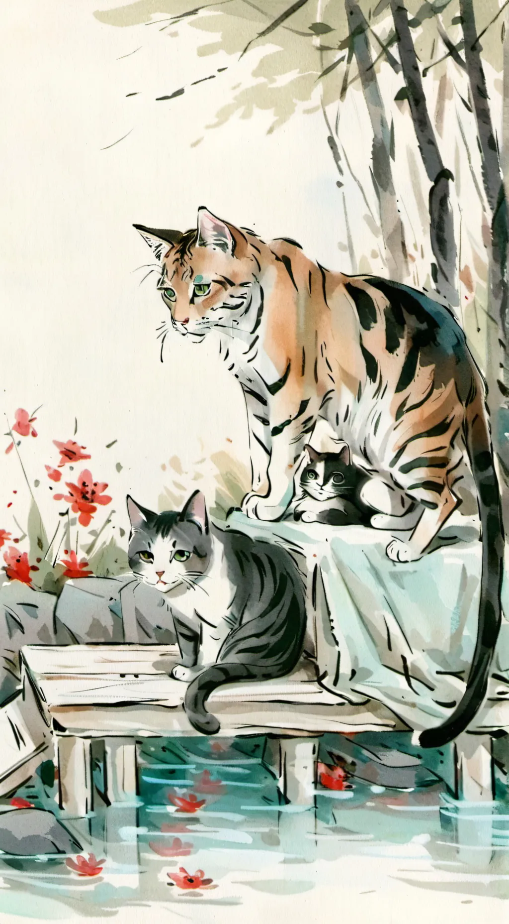 ai character: a tiger and a cat background