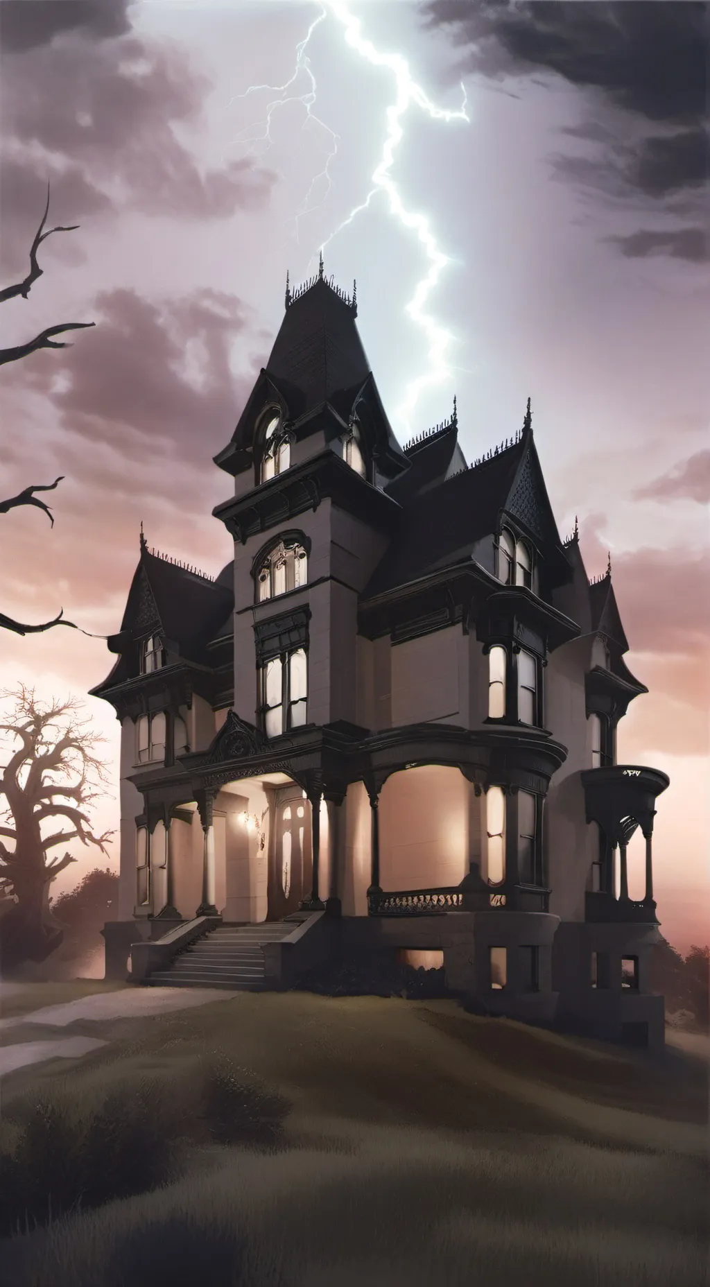 ai character: kny haunted house😨 background