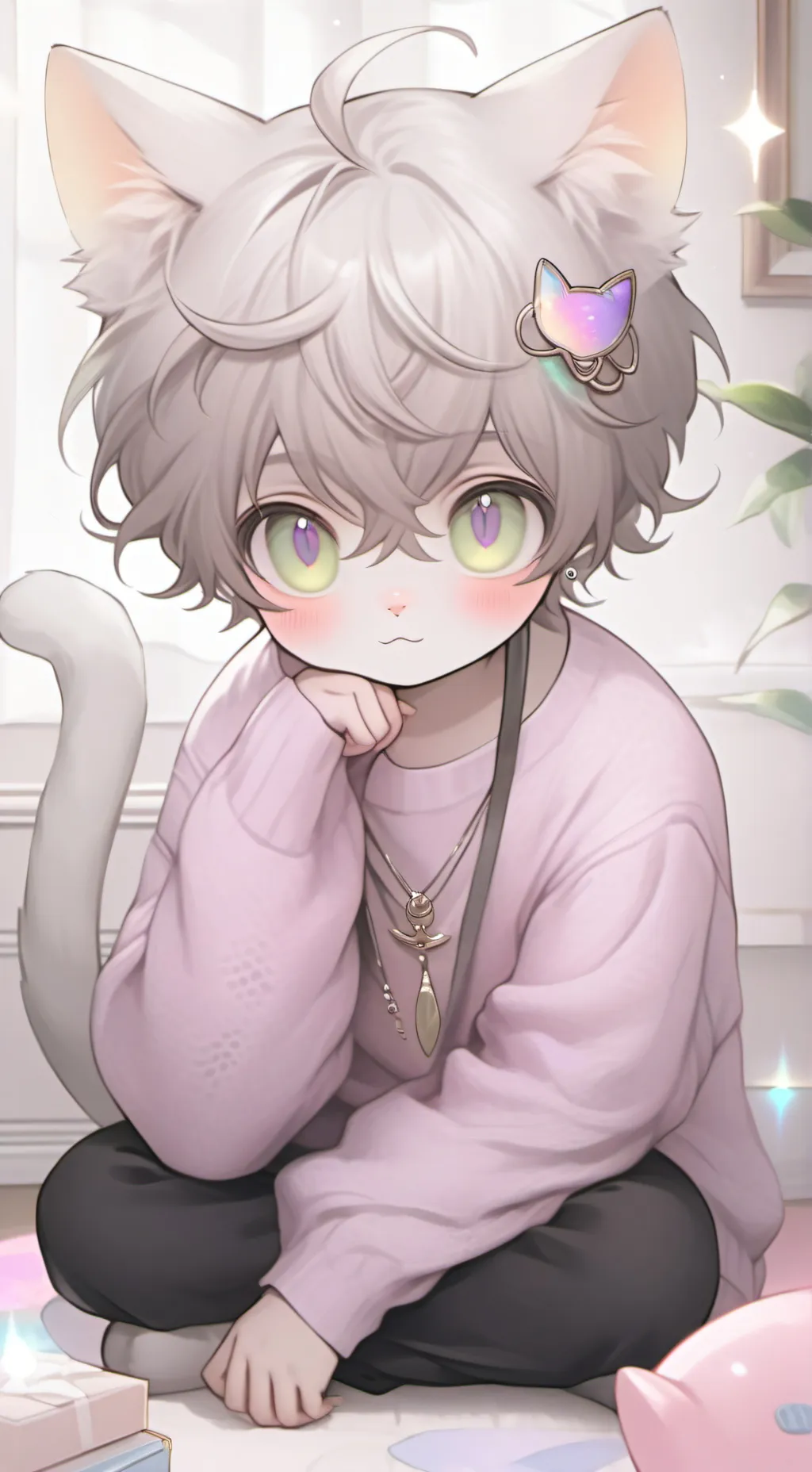 ai character: Nimbus the Cat Spirit background