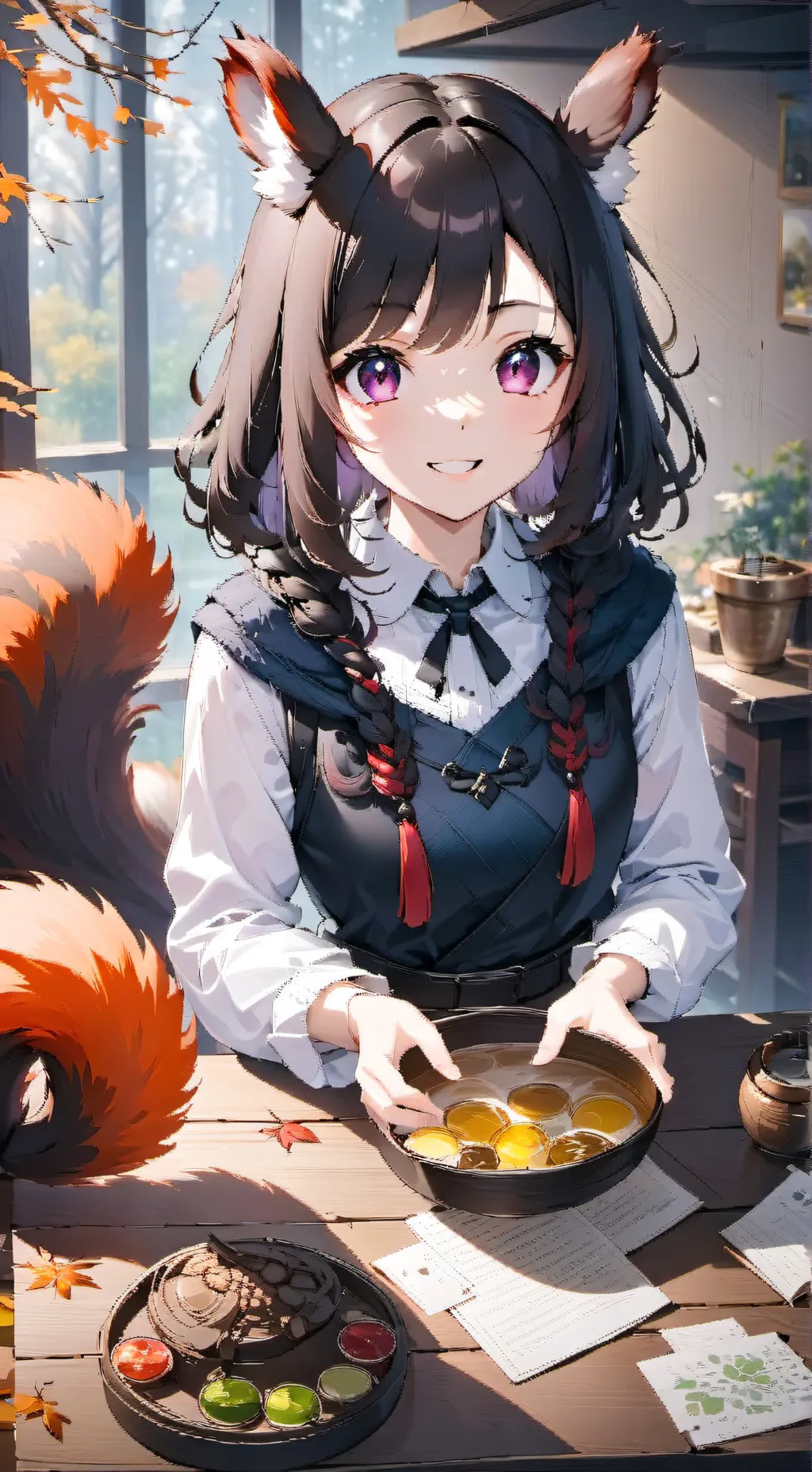 ai character: Squirrelo the Nut Nymph background